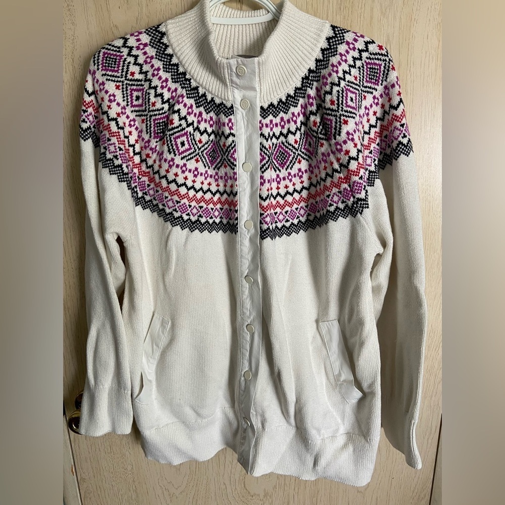 TALBOTS THERMOLITE® SWEATER JACKET - MODERN FAIR ISLE XL Read